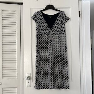 Laundry By Shelli Segal Black and White Patterned Midi Dress